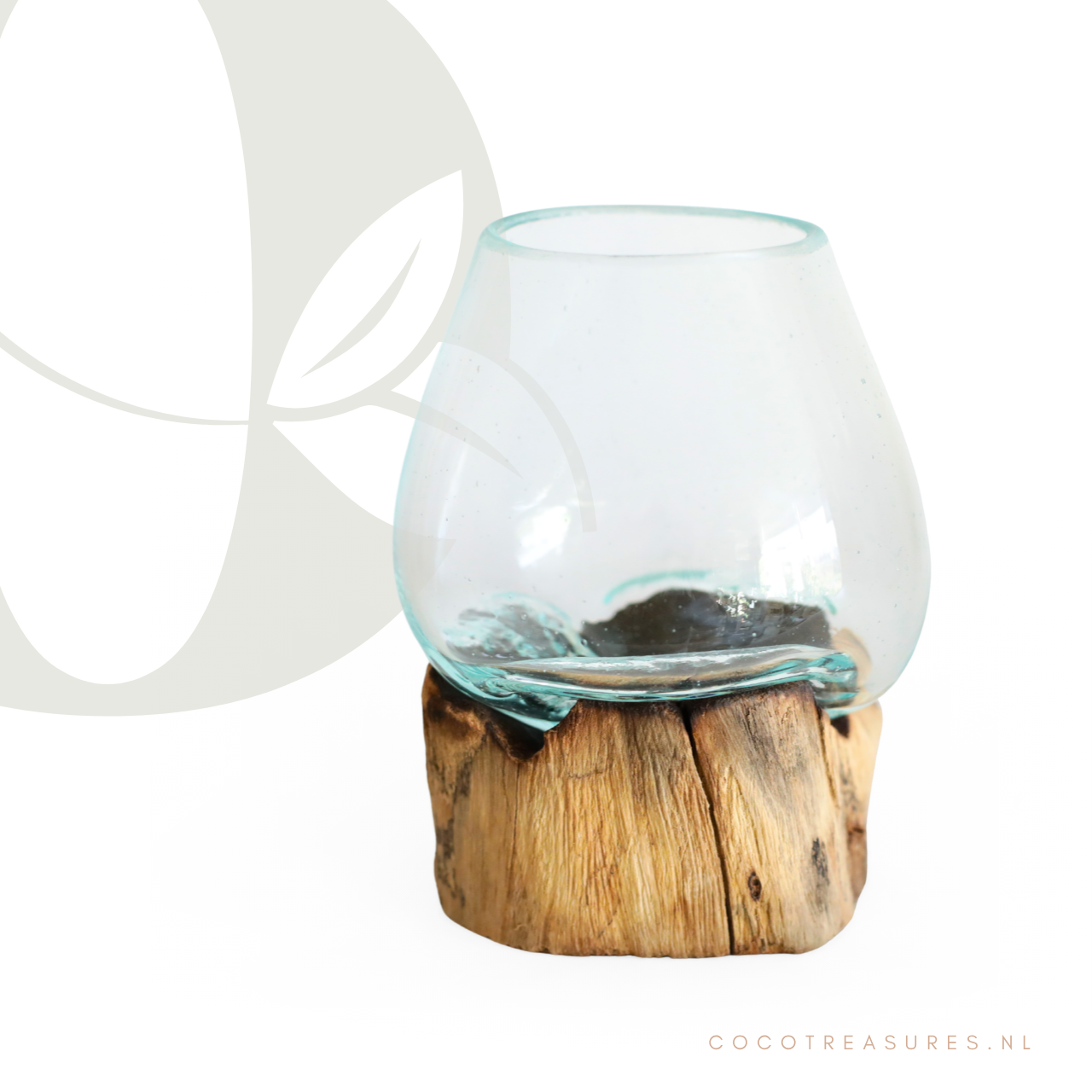 Blauw vaasje op hout | rond