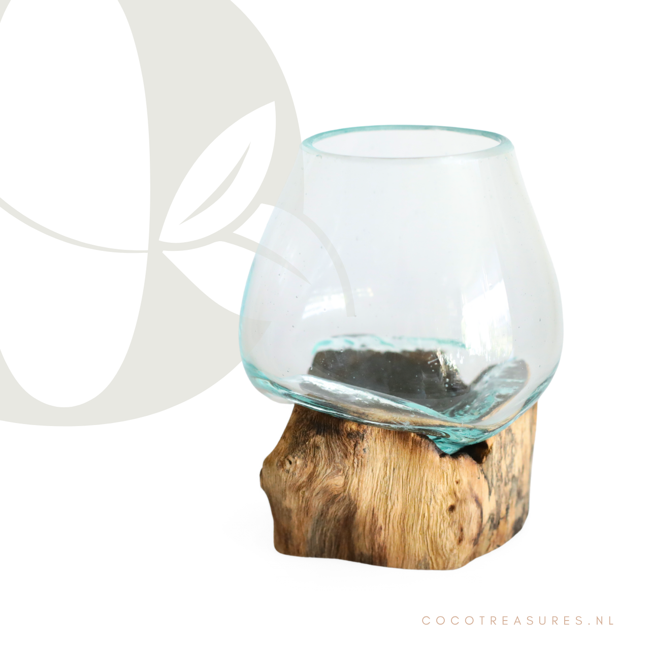 Blauw vaasje op hout | rond